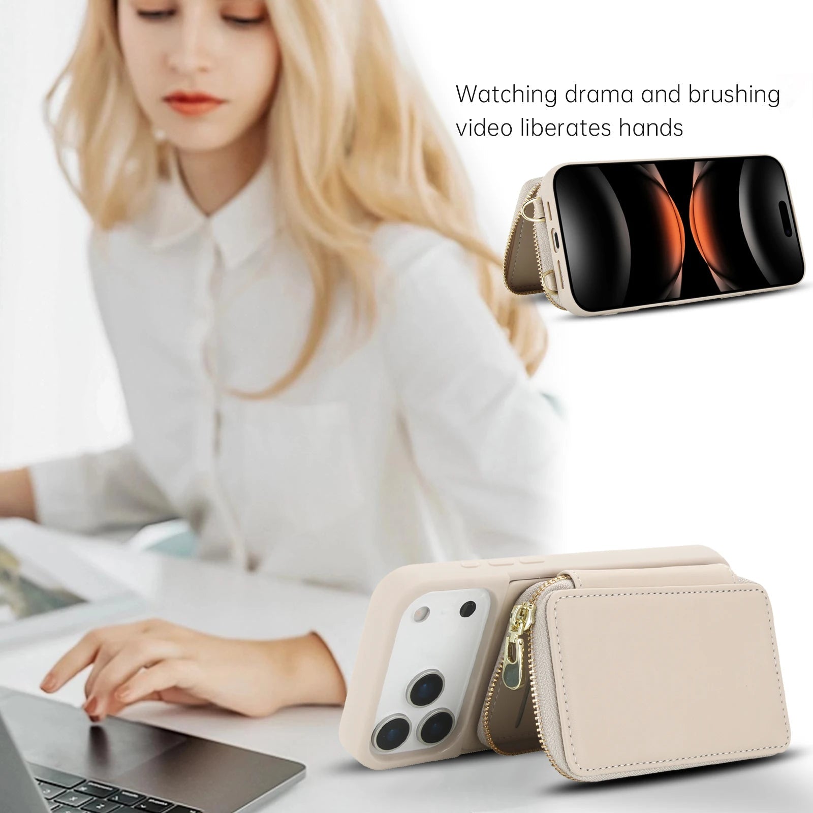 iPhone 17 Series Crossbody Leather Wallet Case