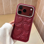 Embossed Heart Leather Case with Raised Camera Frame for iPhone 18 Series