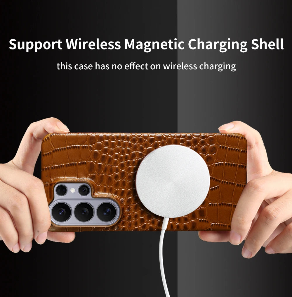 Genuine Crocodile Leather Magnetic Case for Samsung Galaxy S25 Series