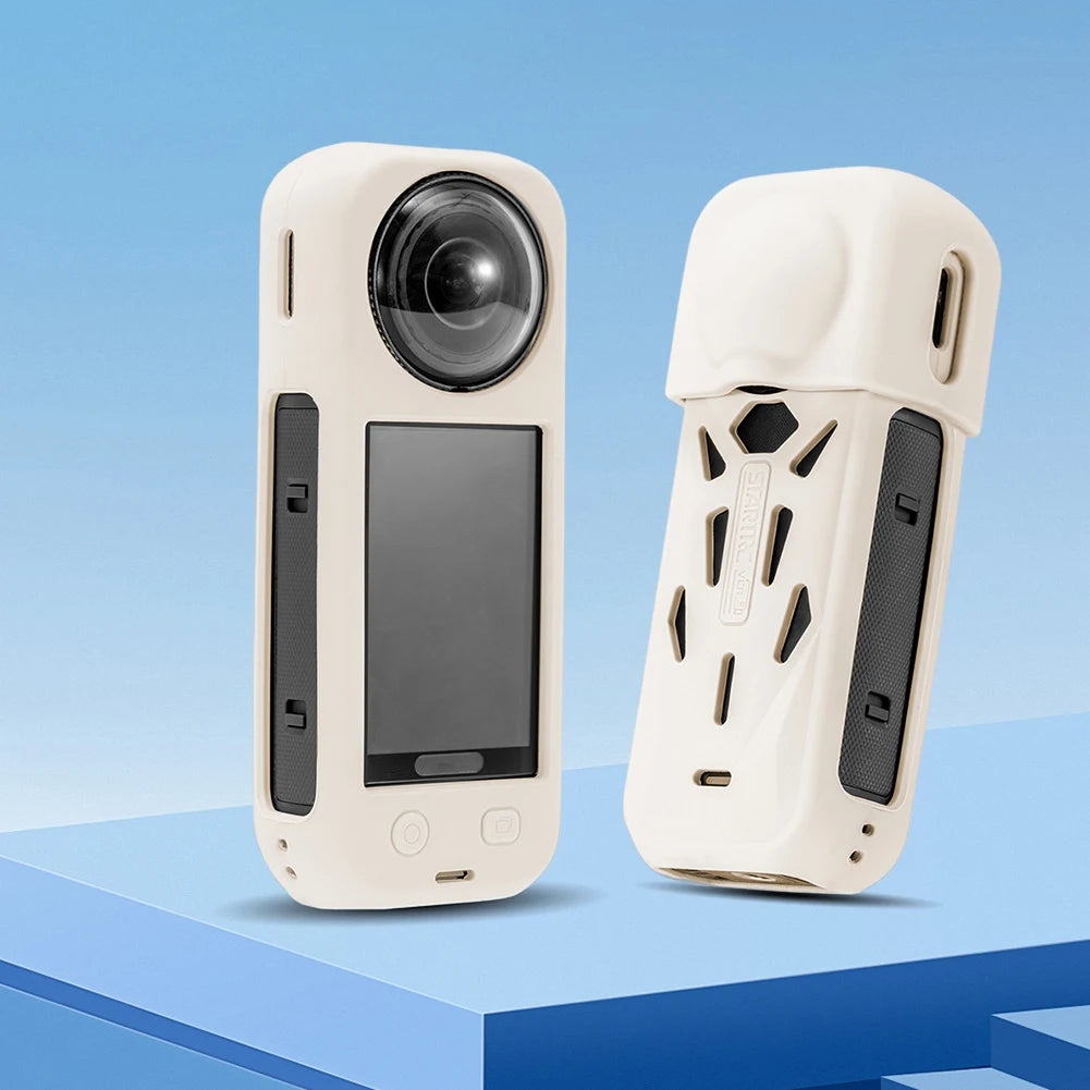 Insta360 X5 Silicone Camera Case with Lens Cap and Cooling Design
