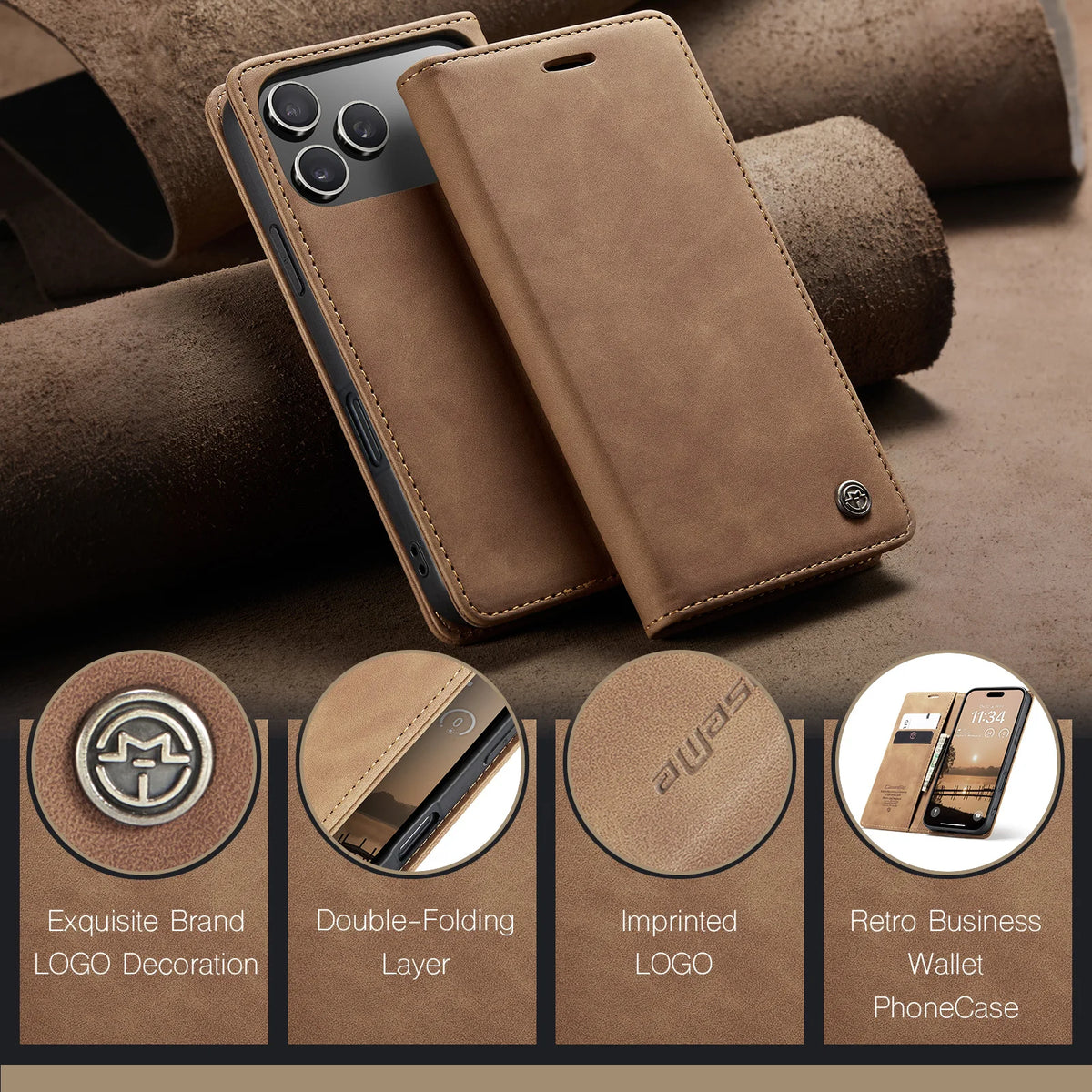 Flip Kickstand Wallet Case with Multiple Card Slots for iPhone 18 Series
