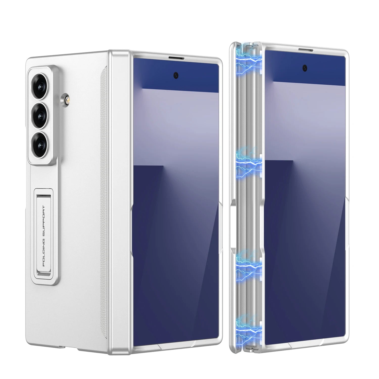 Samsung Galaxy Z Fold7 Shockproof Matte Case with Magnetic Hinge and Built-in Stand