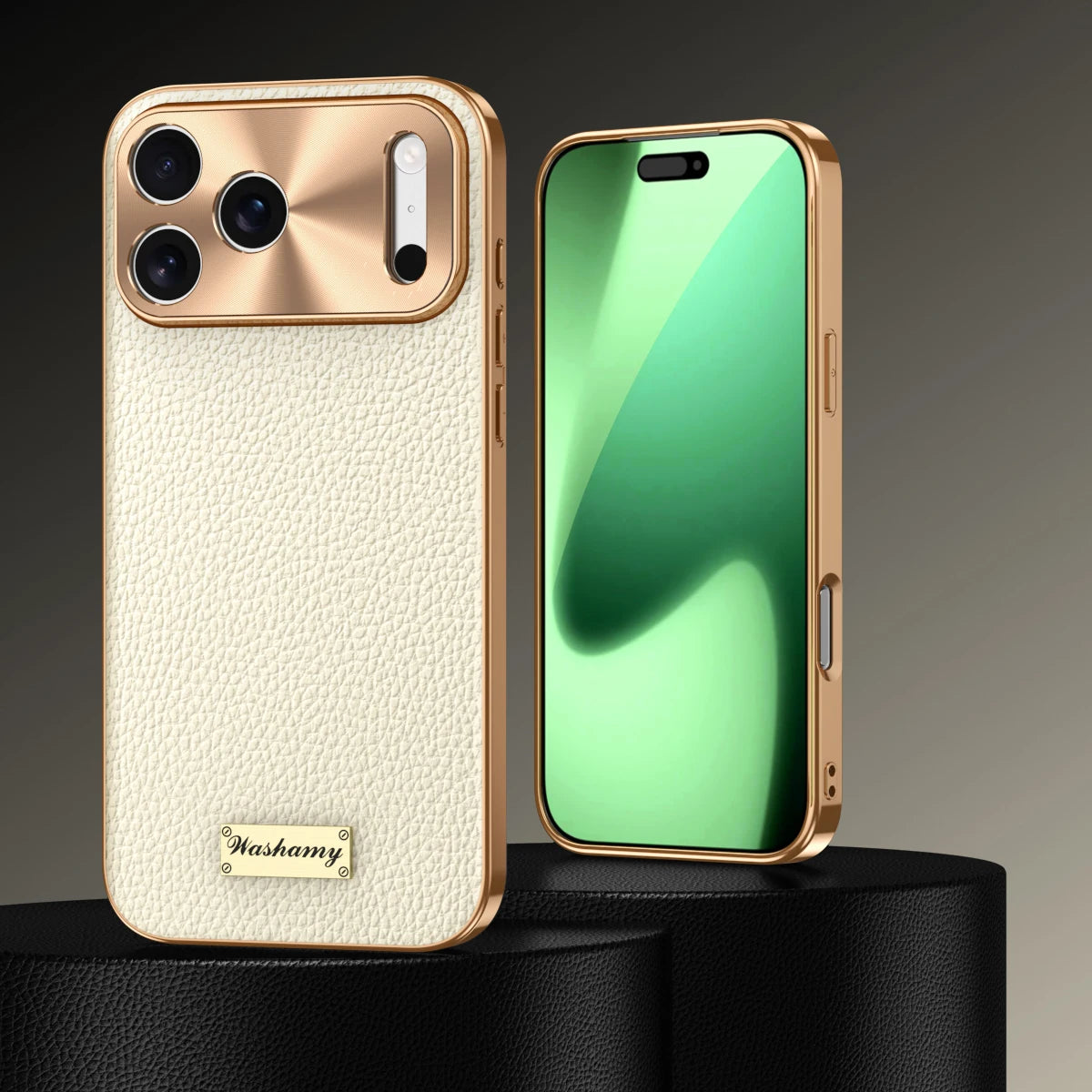 Executive Electroplated Leather Phone Case for iPhone 17 Series