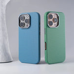 Grid Design 3D Relief Frosted Hard PC MagSafe Case for iPhone 15 Series