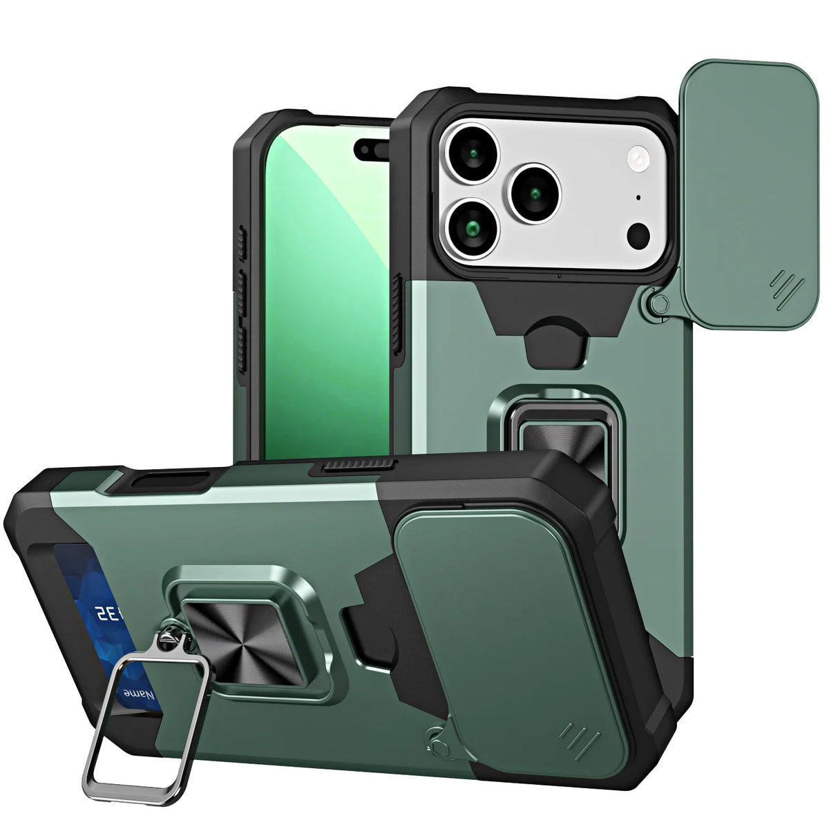 Hybrid Armor Case with 360° Rotating Ring Stand for iPhone 18 Series