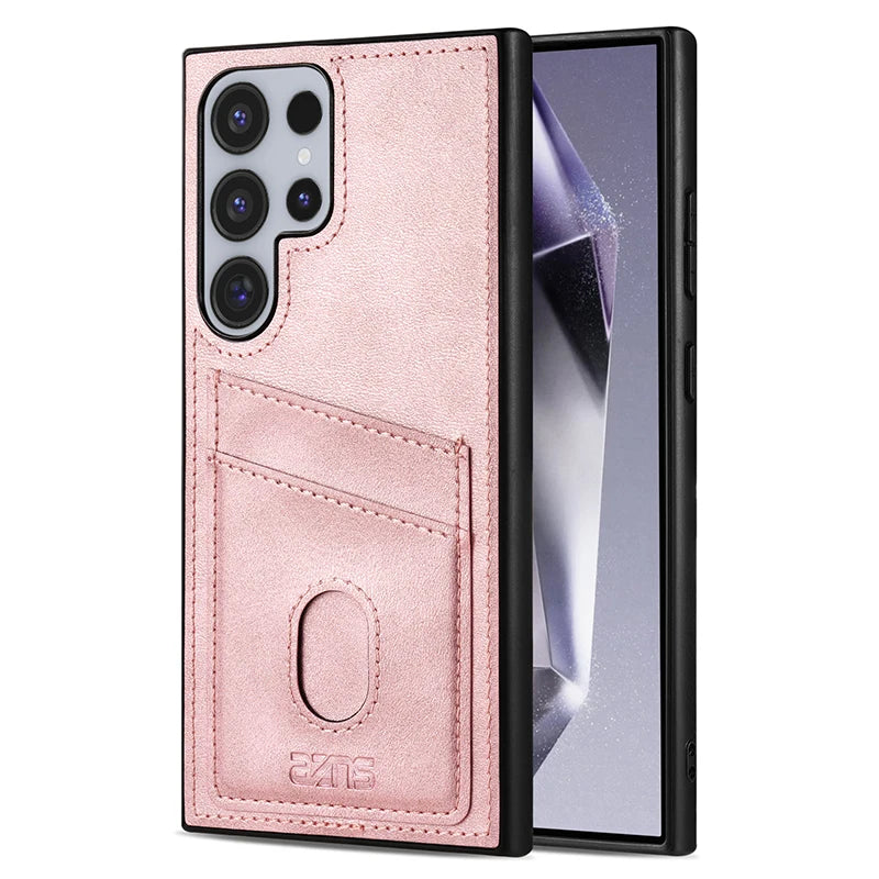 Premium Leather Protective Case with Card Holder Pocket for Samsung Galaxy S24 Series