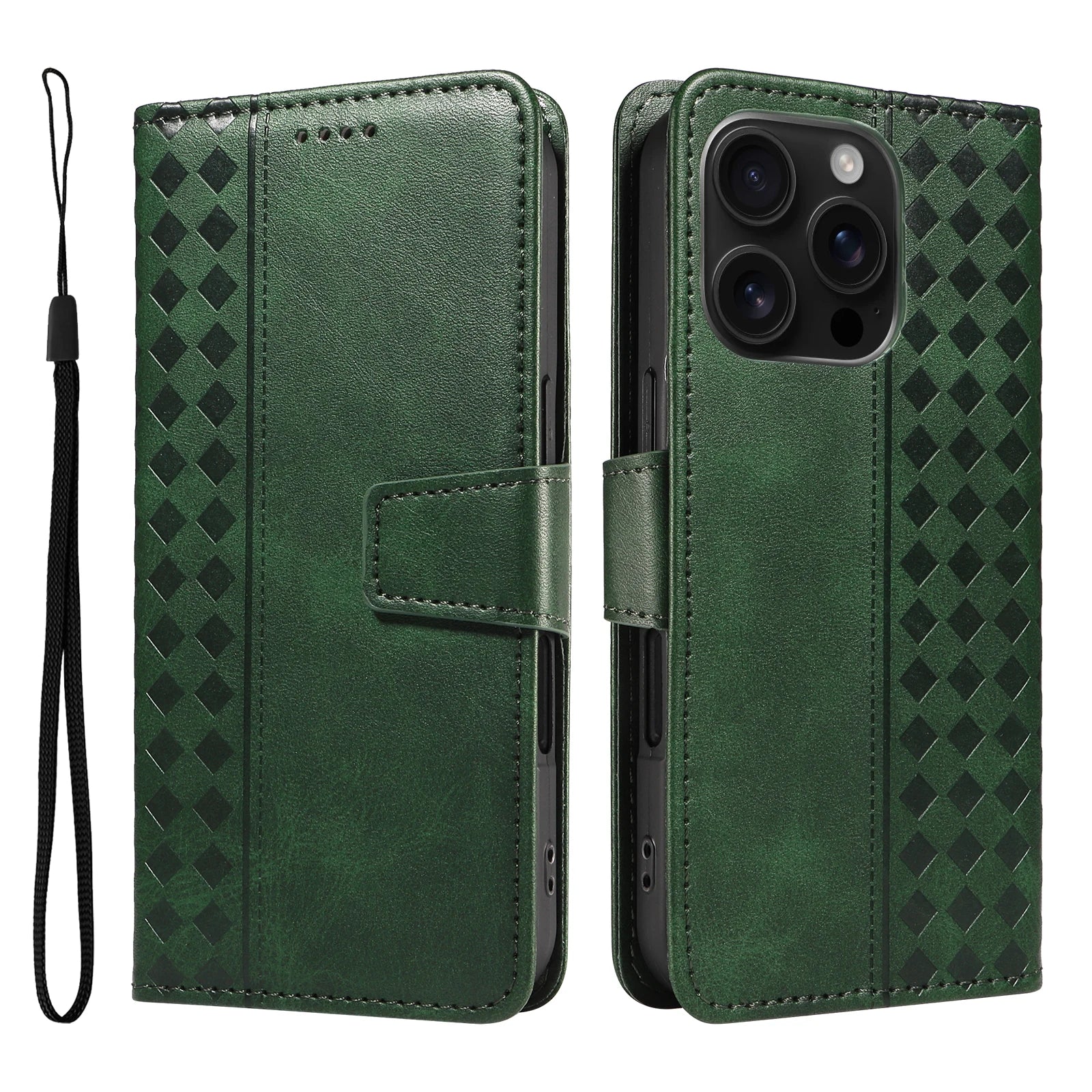 iPhone 16 Series Flip Leather Wallet Case with Kickstand