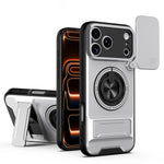 iPhone 17 Series MagSafe Case with Lens Slide Cover and 360° Ring Stand