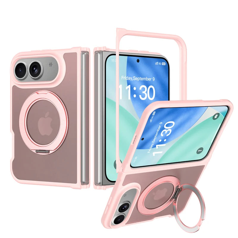 Matte PC+TPU MagSafe Case with 360° Rotating Ring Stand for iPhone Duo