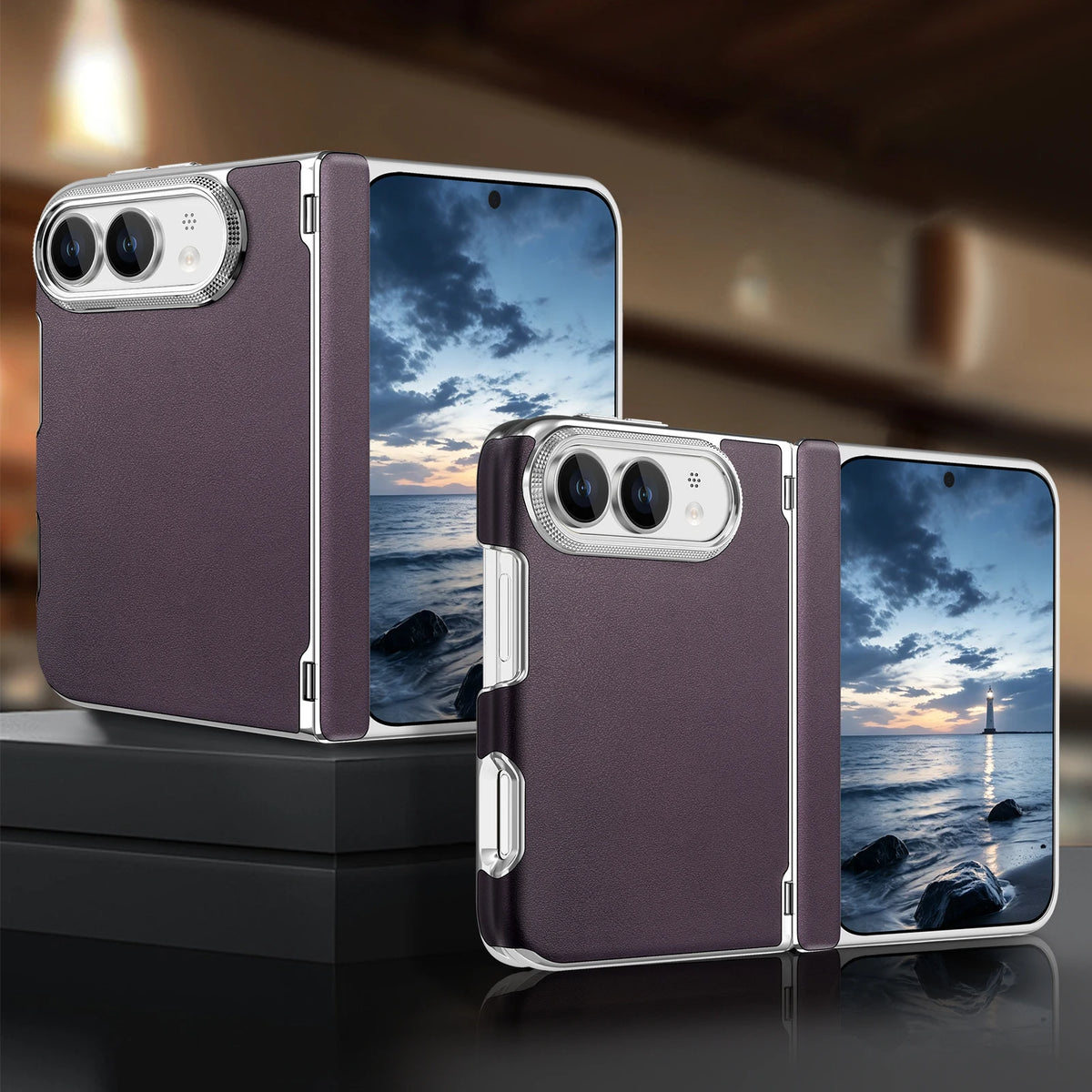 Leather-Feel MagSafe Foldable Case with Central Axis Hinge Protection for iPhone Duo