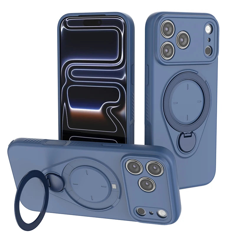 Full Protection MagSafe Case with Rotating Ring Stand for iPhone 17 Series