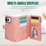 Leather Crossbody Wallet Case with 9 Card Slots for iPhone Duo