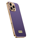 Premium 3D Carbon Fiber Plated Leather Phone Case with Alloy Shockproof Lens Protection for iPhone 16 Series