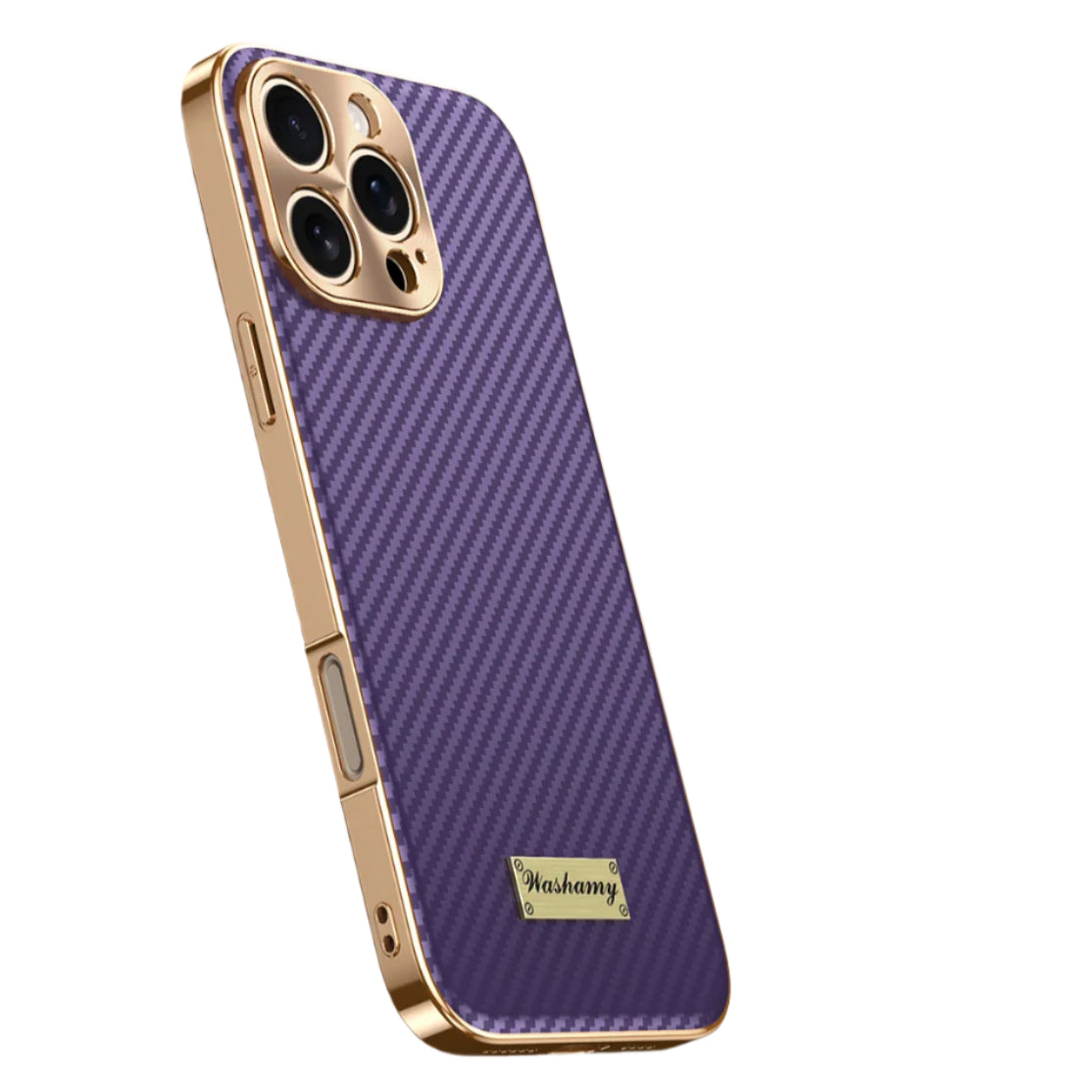 Premium 3D Carbon Fiber Plated Leather Phone Case with Alloy Shockproof Lens Protection for iPhone 16 Series