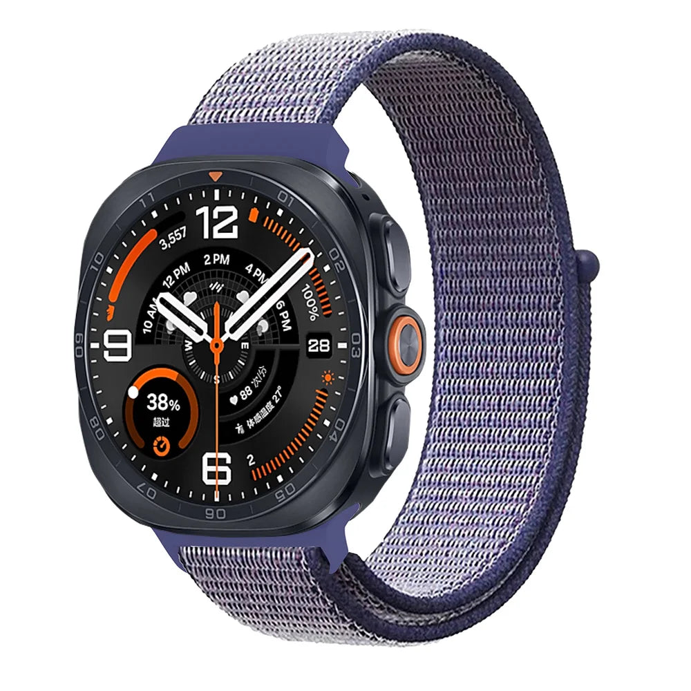 Breathable Nylon Weave Watchband with Hook-and-Loop Closure for Samsung Galaxy Watch Ultra 2