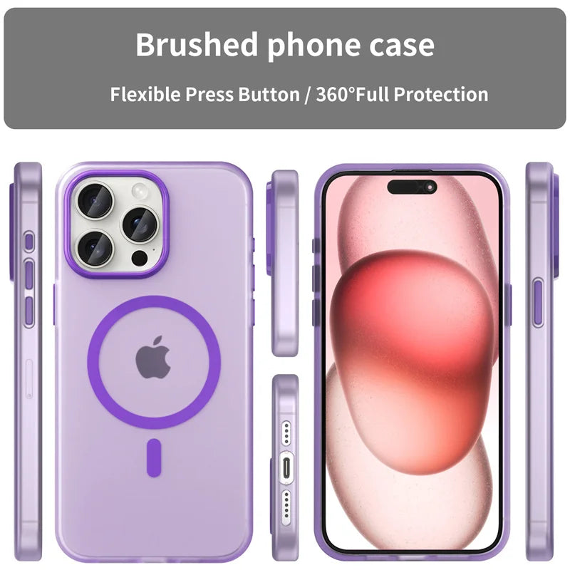 Shockproof Translucent Matte MagSafe Case for iPhone 16 Series