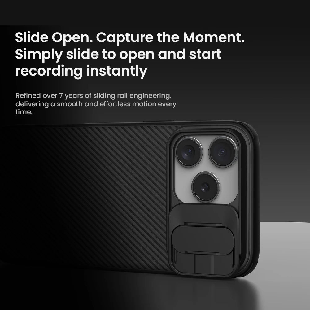 Sliding Camera Cover Case with Raised Edge Protection for iPhone 18 Series