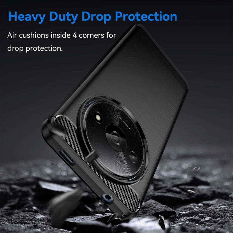 Carbon Fiber Silicone Rubber TPU Case for Xiaomi Redmi A3X Series