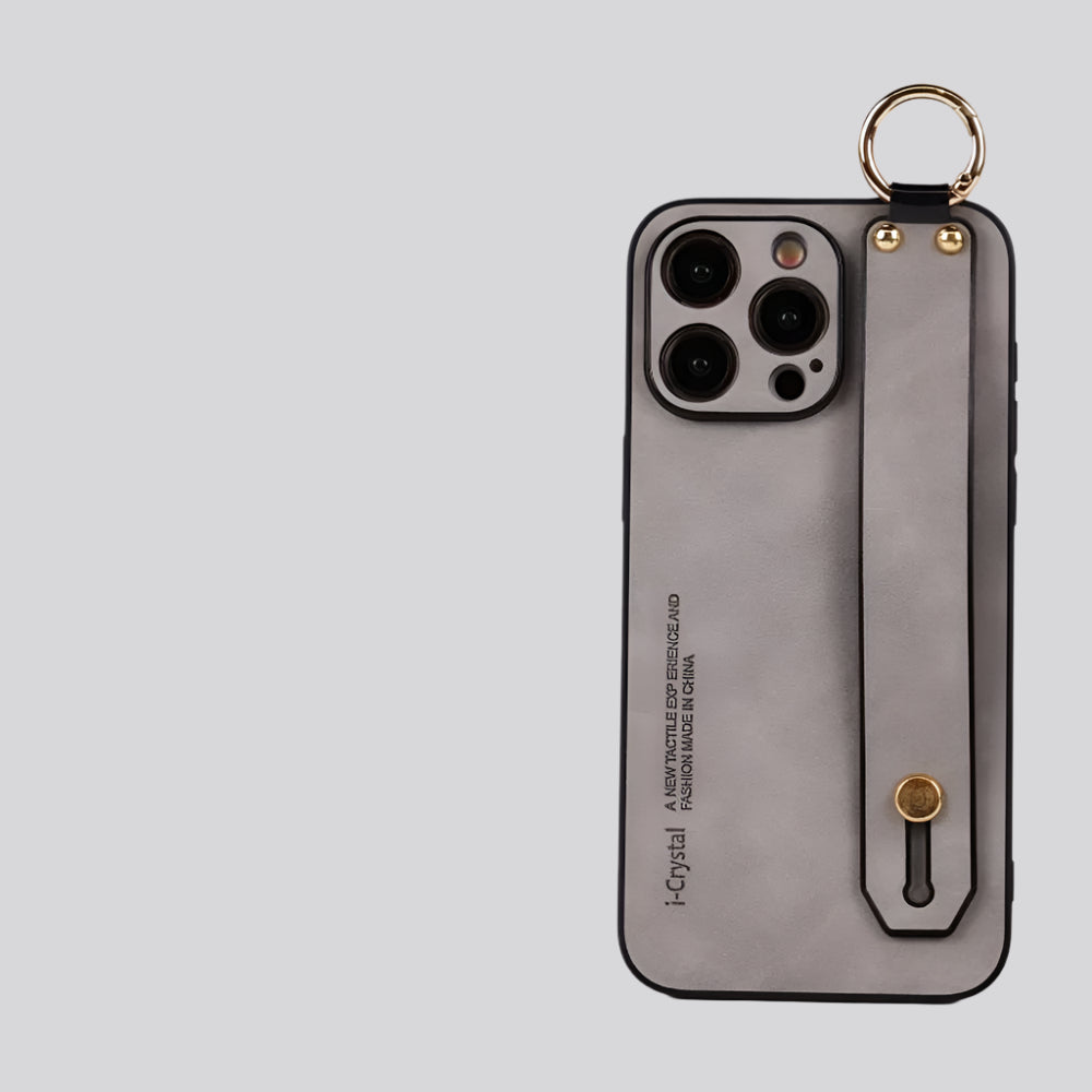 Sheepskin Leather Phone Case with Wrist Strap & Ring for iPhone 16 Series