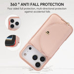 Crossbody Leather Wallet Case with Built-In Makeup Mirror for iPhone 17 Series