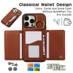 Crossbody Zipper Wallet Phone Case with Ring and Card Holder for iPhone 16 Series