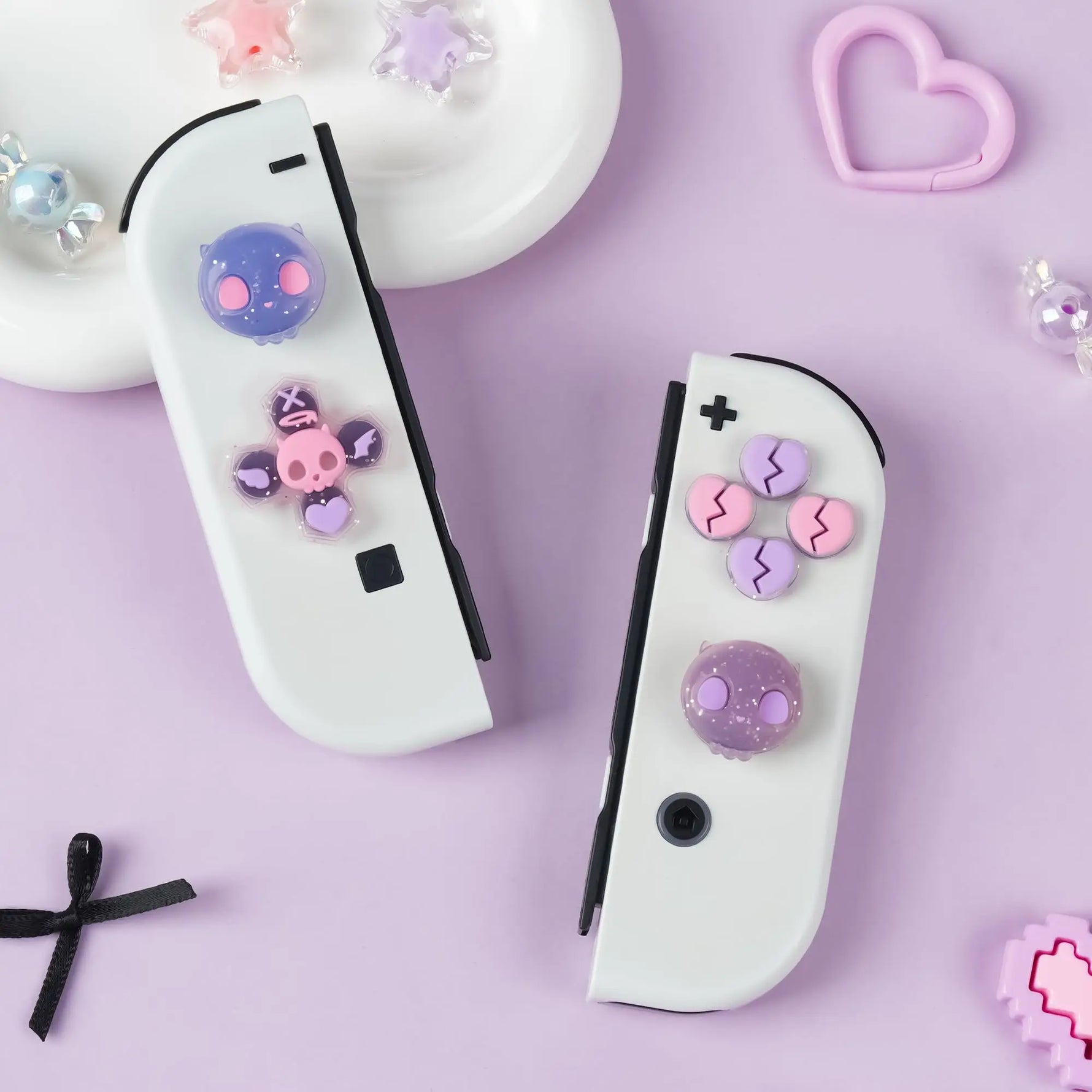 Skull-Themed Silicone D-Pad Button Caps for Nintendo Switch Joy-Con