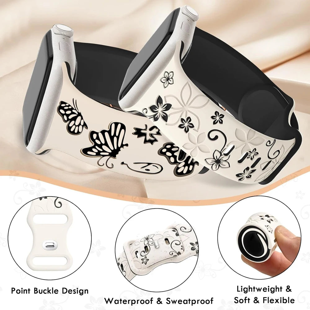 Fashion Engraved Silicone Bands for Apple Watch