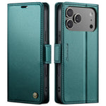 Pebbled Leather Magnetic Flip Wallet Case with Foldable Kickstand for iPhone 18 Series