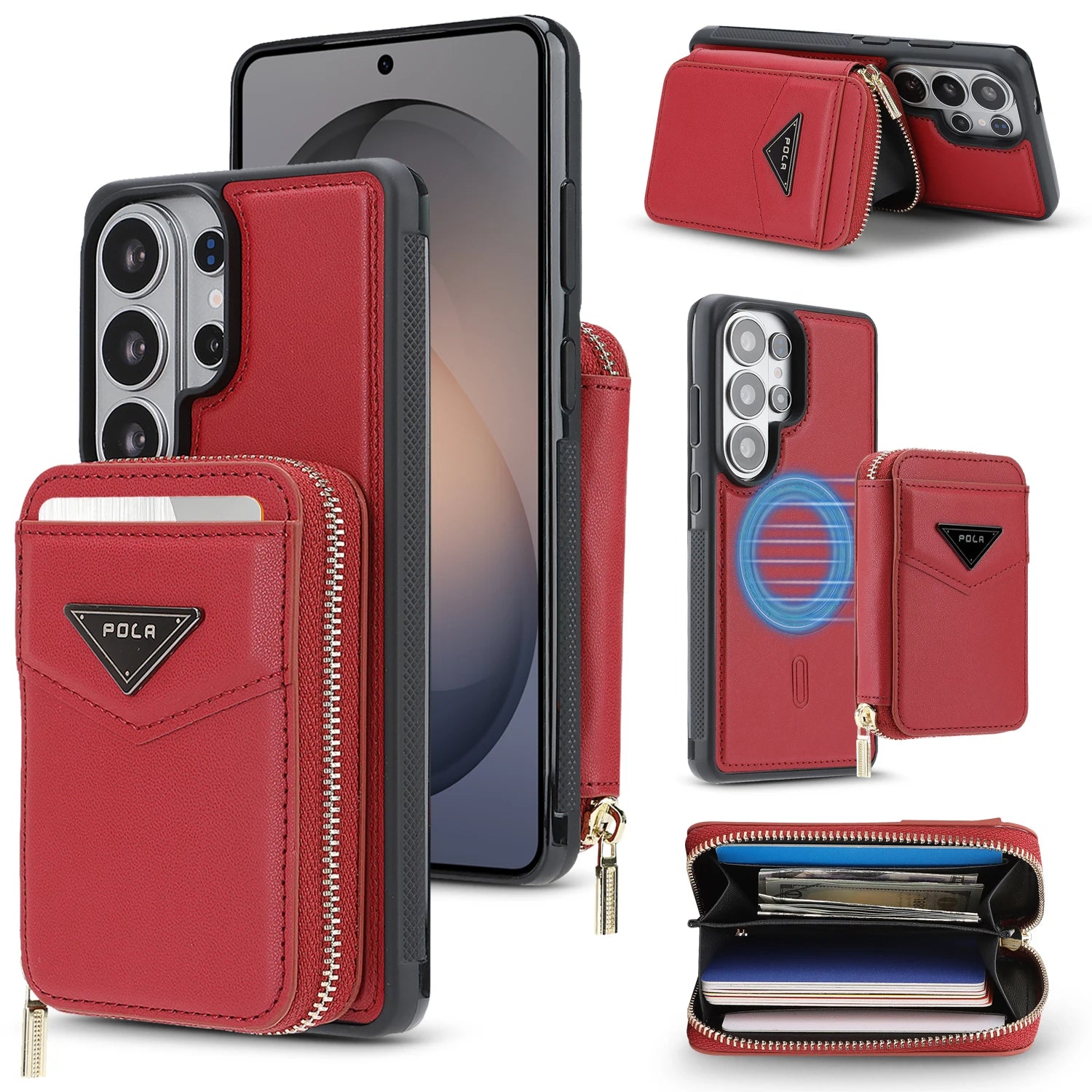Leather Detachable Card Wallet Case with Chain Connection for Samsung Galaxy S25 Ultra