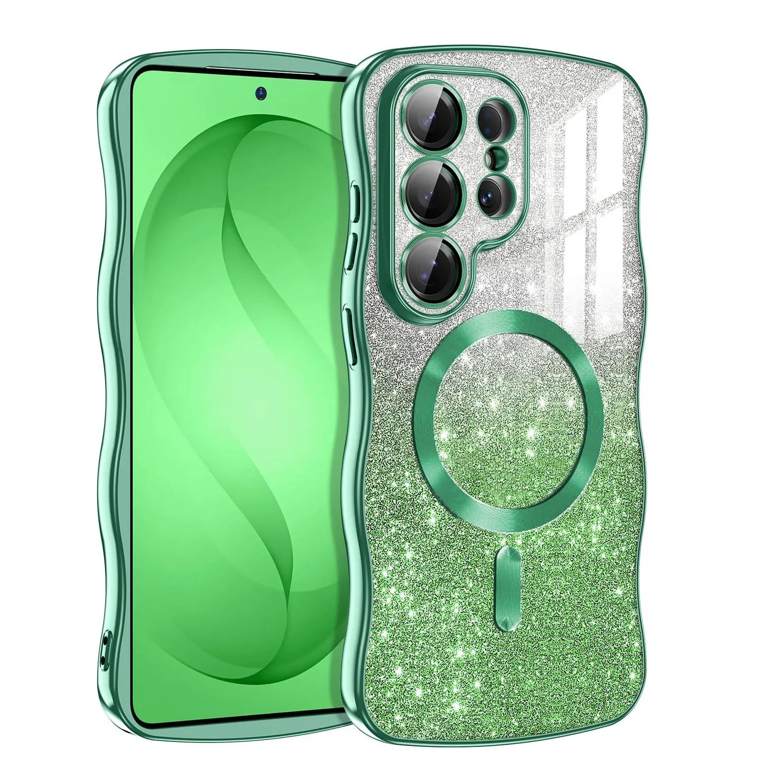 Glitter Wave Frame Magnetic TPU Case for Samsung Galaxy S26 Series
