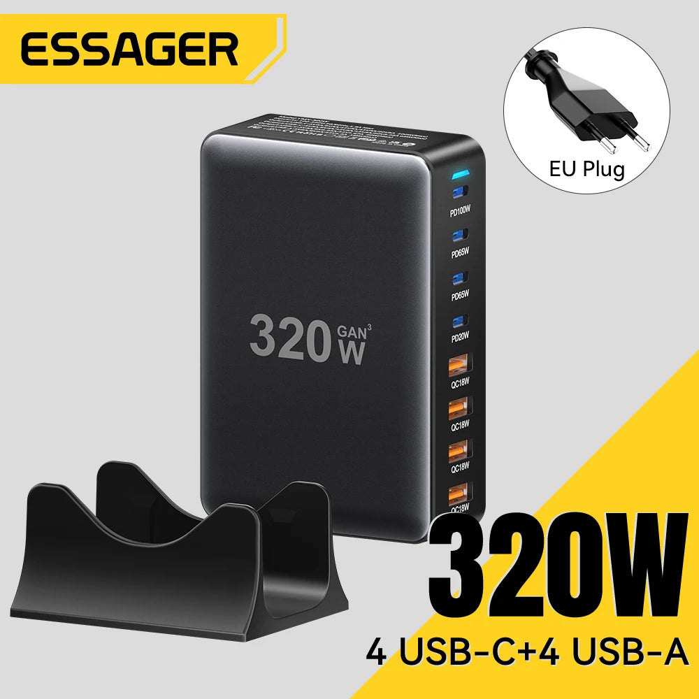 Essager 320W GaN 8-Port USB-C Charging Station