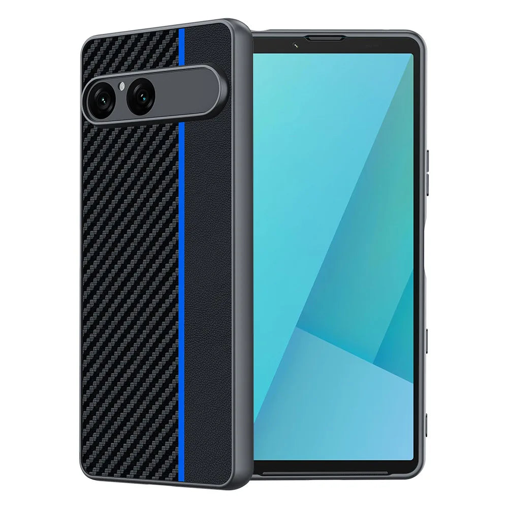 Sony Xperia 10 VII PU Leather Case with Fiber Texture and Shock-Resistant Protection