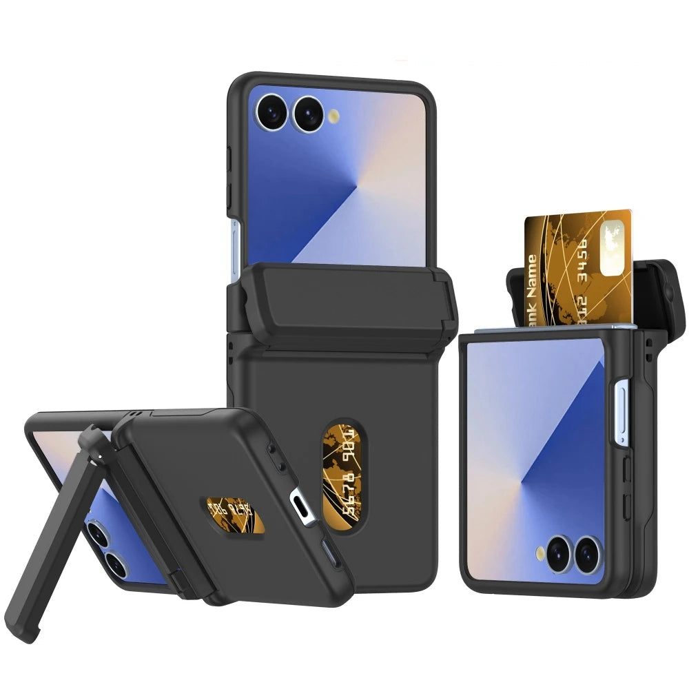 Slim Matte PC Wallet Case with Card Holder for Samsung Galaxy Z Flip 7