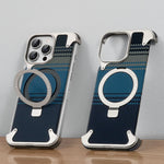 Carbon Fiber Textured Magnetic Case with Kickstand for iPhone 16 Pro and iPhone 16 Pro Max