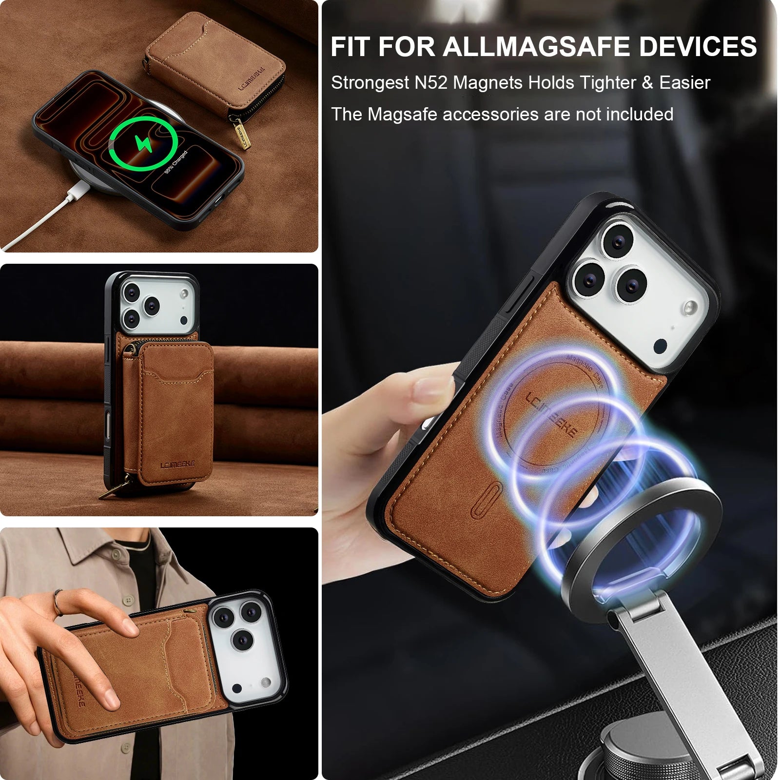 Premium Detachable MagSafe Case with Zipper Storage for iPhone 17 Series