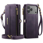 Leather Crossbody Wallet Case with Detachable Wrist Lanyard for iPhone 18 Series