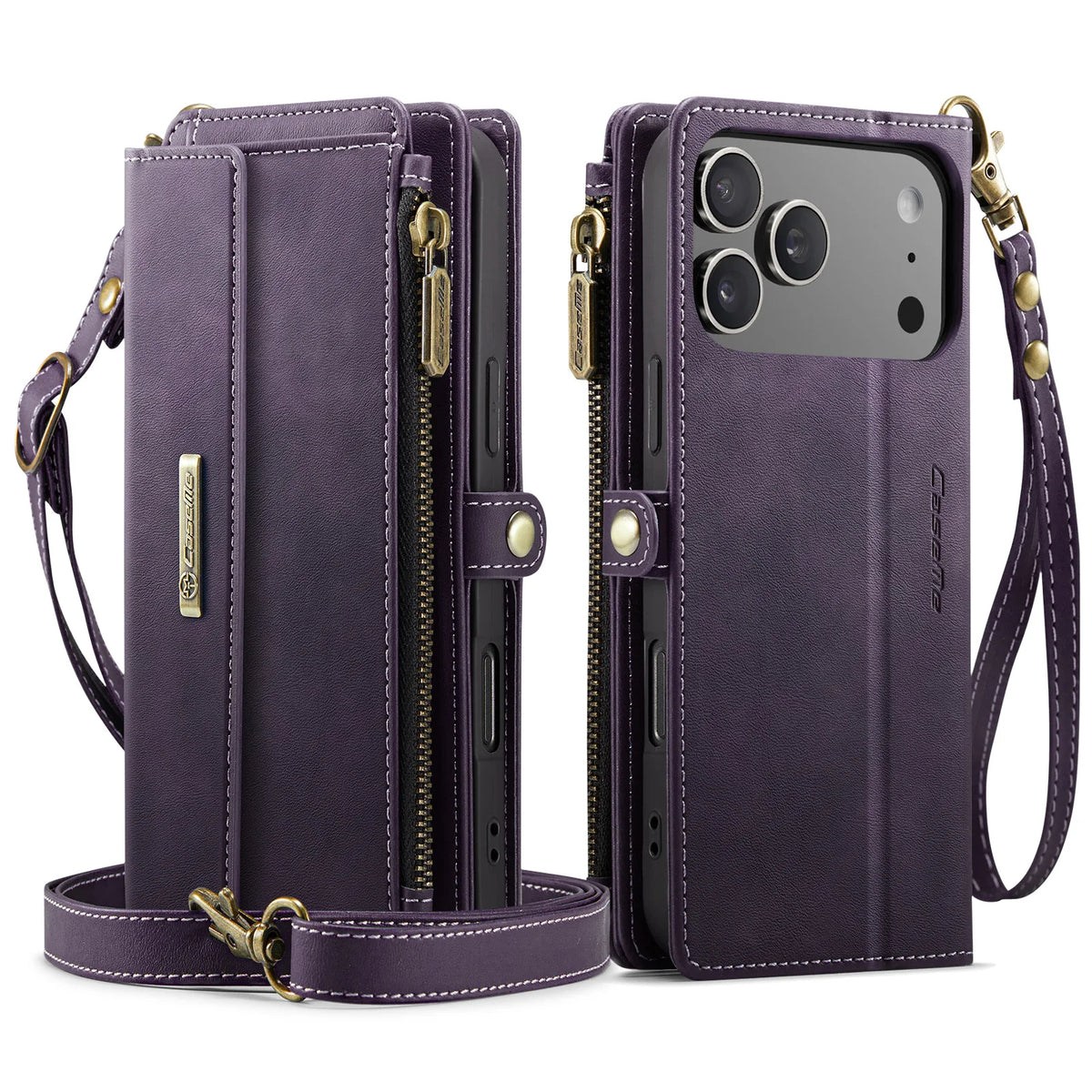 Leather Crossbody Wallet Case with Detachable Wrist Lanyard for iPhone 18 Series