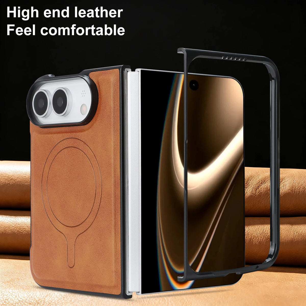 Leather Card Slot Case with MagSafe Compatibility for iPhone Duo