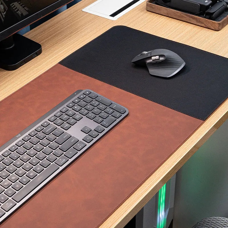Reversible Leather and Cork Desk Mat Mouse Pad