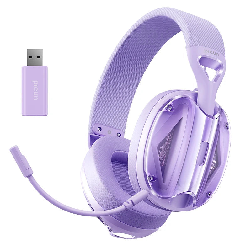 Picun G1 2.4GHz Wireless Gaming Headphones with Spatial Audio and Noise-Canceling Mic