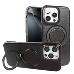 Premium Genuine Leather Case with Foldable Stand for iPhone 16 Series