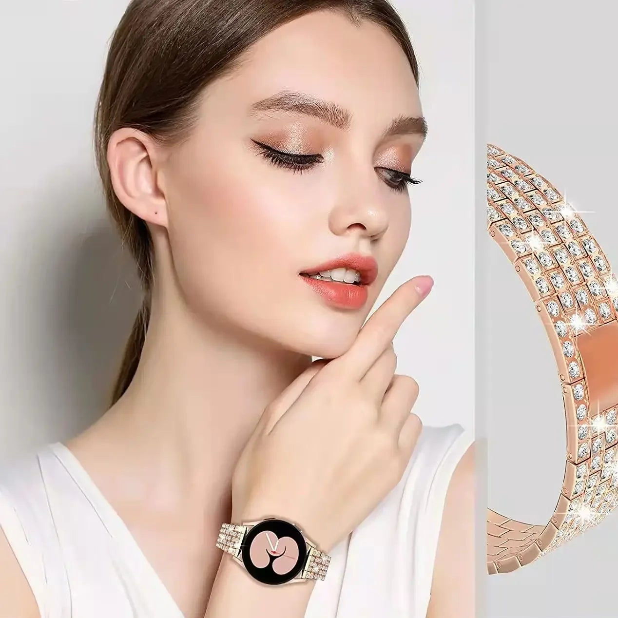 Luxury Stone-Embellished Metal Band for Samsung Galaxy Watch 6 & Galaxy Watch 6 Classic