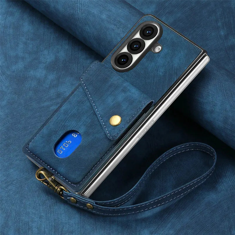 Leather Kickstand Case with Card Pocket for Samsung Galaxy Z Fold 8 Ultra