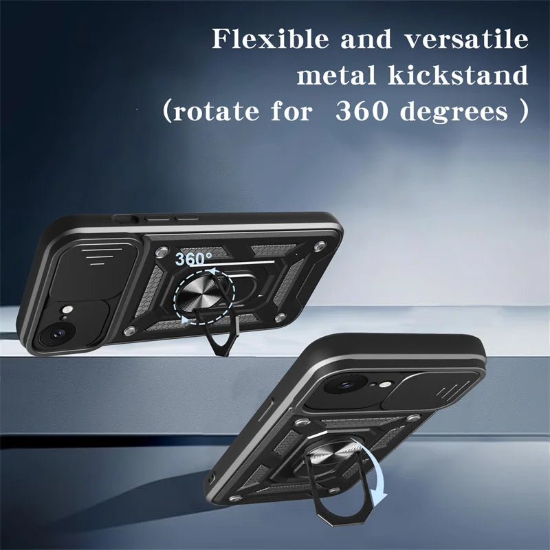 Heavy Duty Shockproof Armor Case with Slide Lens Protection for iPhone 16e