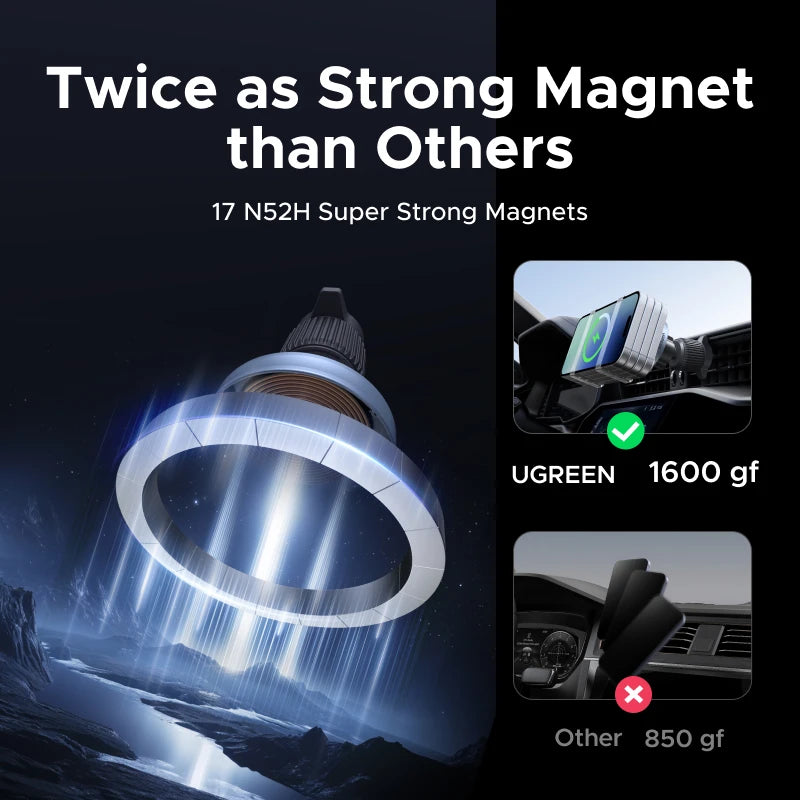 UGREEN MagFlow Qi2 25W Magnetic Car Wireless Charger