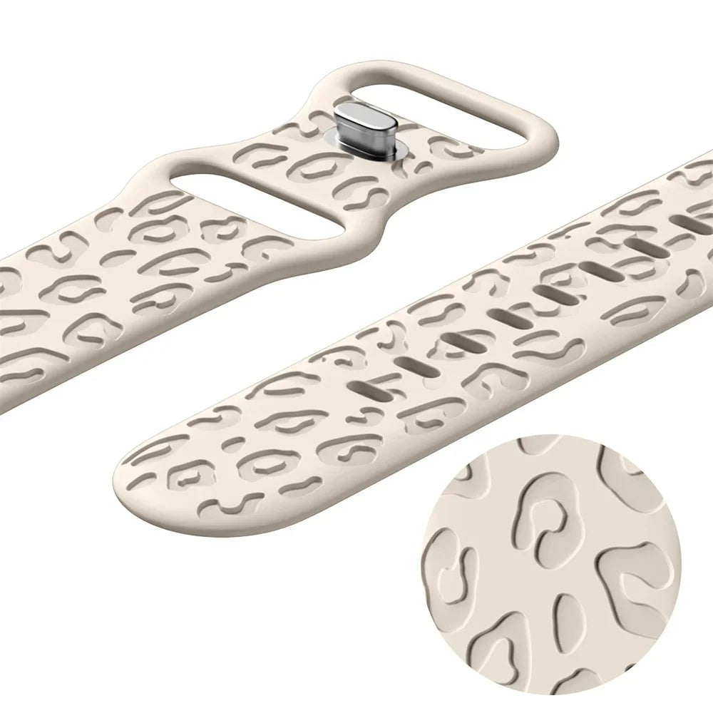 Leopard Pattern Engraved Silicone Sport Band for Apple Watch