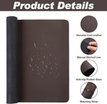 Large Leather Desk Pad with Stitched Edges and Rubber Base