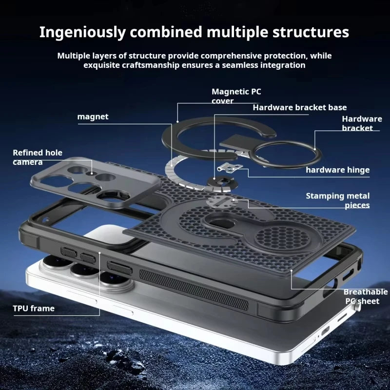 Heat Dissipation Magnetic Case with Adjustable Kickstand for Samsung Galaxy S26 Series