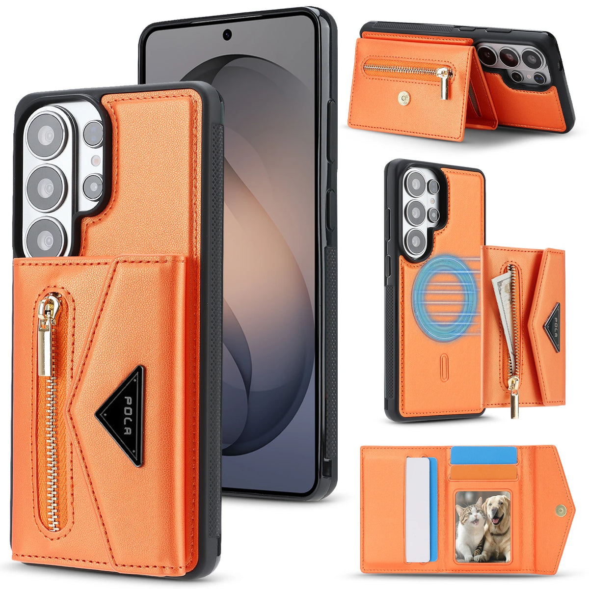 Detachable Magnetic Card Wallet Case with Shockproof Bumper for Samsung Galaxy S23 Ultra