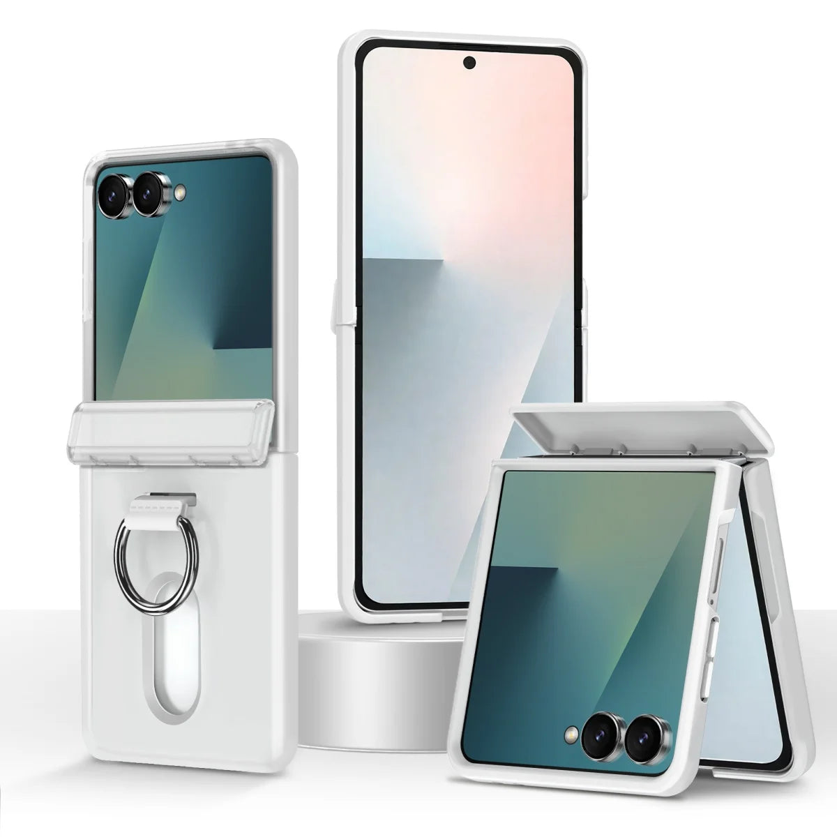 2-Card Wallet Flip Case with Rotating Finger Ring for Samsung Galaxy Z Flip 8